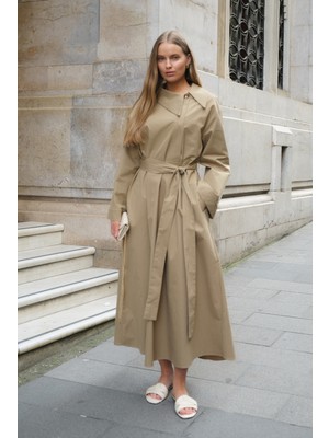 Emnora Asimetrik Yaka Elbise Çağla Yeşili