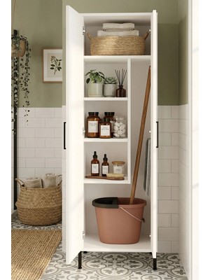 Robin Home Carmen Çok Amaçlı Dolap Vileda Banyo Dolabı Beyaz