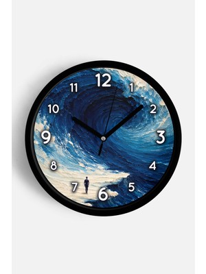JHAAR Yağlı Boya Duvar Saati – Sanatsal, Soyut, Bohem ve Manzara Temalı Modern Saat - 25CM - Önü Camlı Siyah Kasa