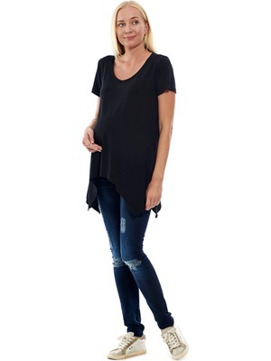Motherway Hamile V Yaka Tunik %95 Viskoz %5 Elastan L Beden Rahat Kalıp
