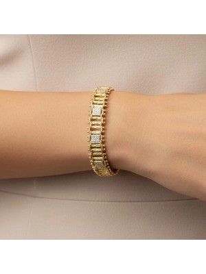 Xupıng Jewelry Nokta Model Kare Zirkon Taşlı Bileklik