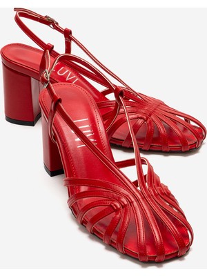 Luvi Wılda Kırmızı Kadın Kalın Topuklu Ayakkabı