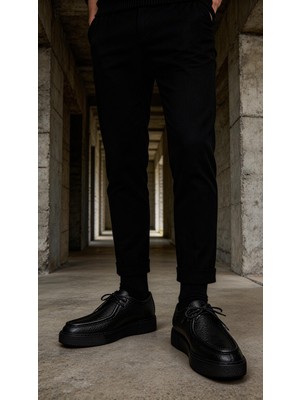 Tetri 0624-1 Alviso Longo Hakiki Deri El Yapımı Erkek Siyah Casual Ayakkabı