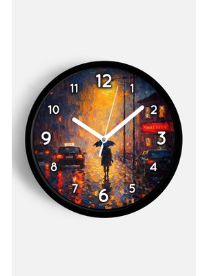 JHAAR Yağlı Boya Duvar Saati – Sanatsal, Soyut, Bohem ve Manzara Temalı Modern Saat - 25CM - Önü Camlı Siyah Kasa