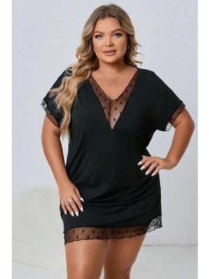 Eilo Luxe Kadın Siyah Büyük Beden Gecelik - AA002C-68APQ9