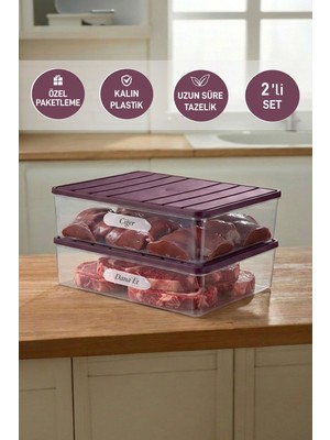 Selka Home 2 Adet 4 Lt. Nora Organizer Buzdolabı Buzluk Düzenleyici Saklama Kabı