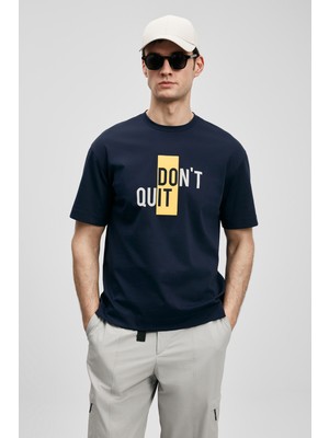 Lufian Carl Modern Grafik T- Shirt Lacivert