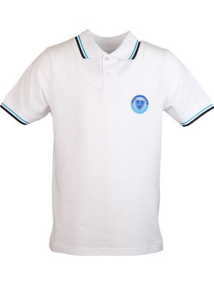 Bümed Meç Okulları Kısa Kol Polo Yaka T-Shirt Beyaz 7-8 Yaş