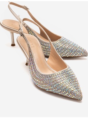 Luvi Yasmına Ten Taşlı Kadın Topuklu Ayakkabı