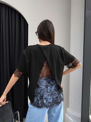 Esra Helvacı Sırt Dantel Detay Tshirt