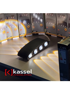 Kassel Aydınlatma 15 W Cata Haiti Iki Yönlü Dışmekan 8 LED Li Duvar Aplik Amber Renk Siyah IP44 CT-8013A