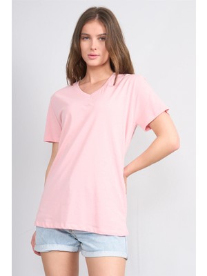 C.K Y26 3265 Fithit Byn V Yk. 30/1 Penye Basic Regular T-shirt Pudra