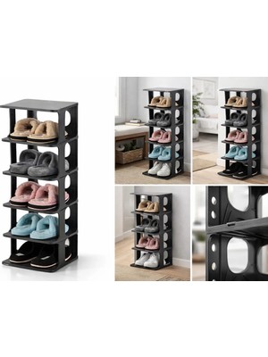 Bm House Bmhouse 6 Katlı Ayakkabılık Plastik Dar Alan Ayakkabı Rafı Çok Amaçlı Modüler Ayakkabı Dolabı
