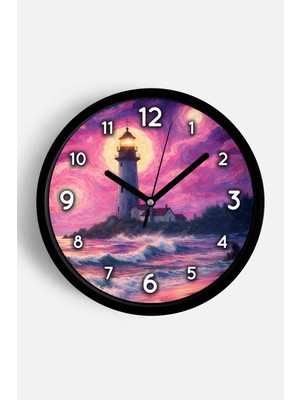 JHAAR Yağlı Boya Duvar Saati – Sanatsal, Soyut, Bohem ve Manzara Temalı Modern Saat - 25CM - Önü Camlı Siyah Kasa