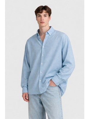 Giesto Dökümlü Oversıze Keten Gömlek