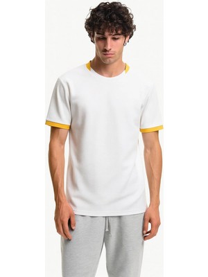 Divinus Waffle Kumaş Bisiklet Yaka Kontrast Tişört