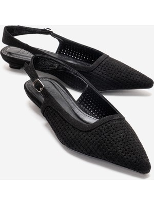 Luvi Avıva Siyah Süet Sivri Burunlu Kadın Alçak Topuklu Ayakkabı