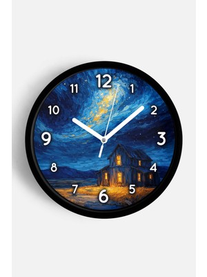 JHAAR Yağlı Boya Duvar Saati – Sanatsal, Soyut, Bohem ve Manzara Temalı Modern Saat - 25CM - Önü Camlı Siyah Kasa