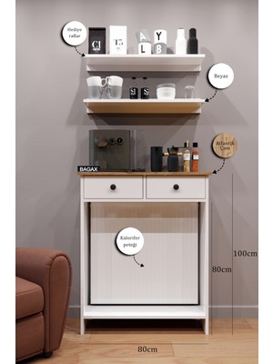 Bagax Orion Çift Kapaklı Petek Kahve Köşesi Dresuar 2 Adet Raf Hediye