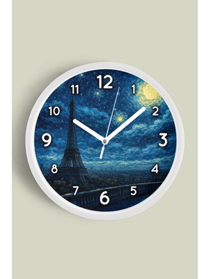 JHAAR Yağlı Boya Duvar Saati – Sanatsal, Soyut, Bohem ve Manzara Temalı Modern Saat - 25CM - Önü Camlı Beyaz Kasa