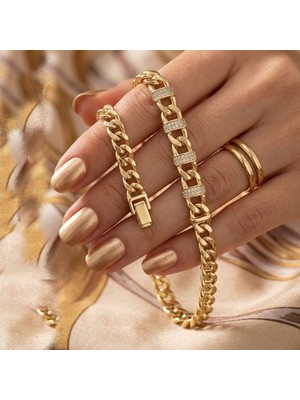 Pigado 14k Kaplama Kararmaz Zincir Premium Seri Çelik Bileklik