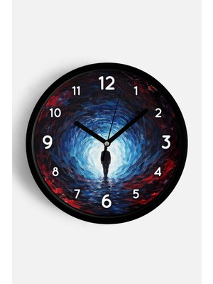 JHAAR Yağlı Boya Duvar Saati – Sanatsal, Soyut, Bohem ve Manzara Temalı Modern Saat - 25CM - Önü Camlı Siyah Kasa