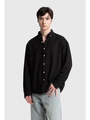 Giesto Dökümlü Oversıze Keten Gömlek