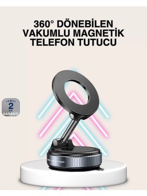 Eilo Luxe Güçlü Mıknatıslı Vakumlu Araç Telefon Tutucu Alüminyum Gövde - AA002C-68AVJ8