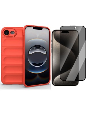Vendas Zore iPhone 16E Kılıf Esnek Tpu Oyuklu Arka Yüzey Tasarımlı Zore Etnik Silikon Kapak + Hayalet Cam Ekran Koruyucu