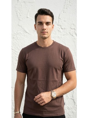 Plus Scorpion Erkek Slim Fit Basic Tişört – Bisiklet Yaka, Düz Kumaş, Yazlık Model