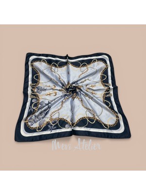 Mevi Atelier Desenli Renkli Fular 50 x 50