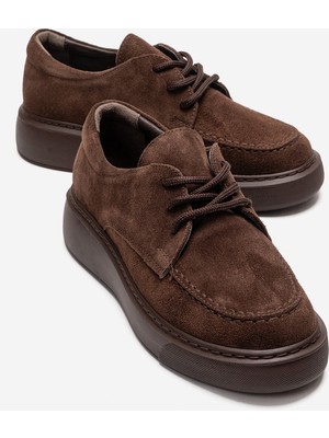 Luvi Mareon Kahverengi Süet Hakiki Deri Bağcıklı Kadın Günlük Ayakkabı