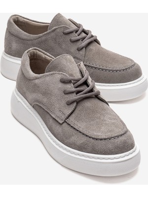 Luvi Mareon Gri Süet Hakiki Deri Bağcıklı Kadın Günlük Ayakkabı