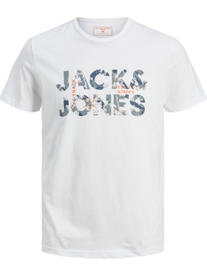 Jack & Jones Erkek Bisiklet Yaka Gögüs Baskili Tisört - Techlogo