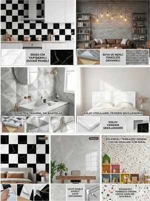 Bm House Bmhouse 4 Adet Kendinden Yapışkanlı Duvar Paneli 30X60 cm