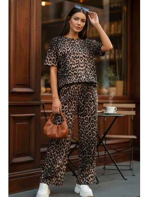 Mossta Kısa Kollu Leopar Desenli Ikili Takım - Leopar