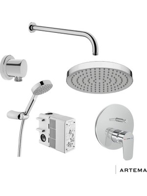 Artema Flow Soft Ankaste Duş Bataryası Gagasız - Krom
