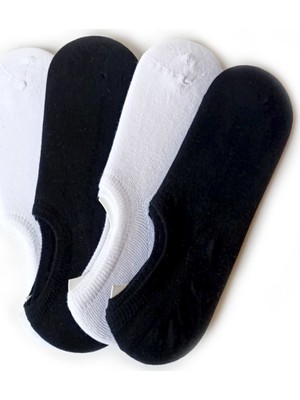 Ozzy Socks Nefes Alabilir Düz Sneakers Patik Pamuk / Elastan 4'lü Paket Beyaz - Siyah
