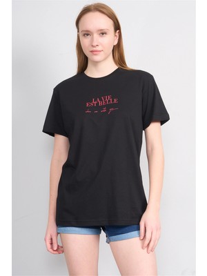 C.K Y26 8858 Fithit Byn B.Yk Regular Baskılı T-shirt Siyah