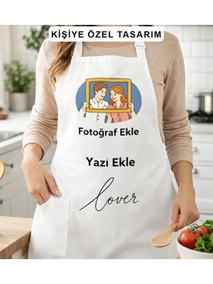 Bk Gift Kişiye Özel Kendin Tasarla Beyaz Mutfak Önlüğü - Aşçı Önlüğü, Şef Önlüğü, Sevgiliye Hediye, Doğum Günü Hediyesi