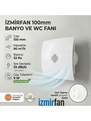 VentEurope Fresh Bd 100 Kapaklı Banyo Wc Aspiratör Fanı 10 cm Sessiz Havalandırma Fanı 100 mm