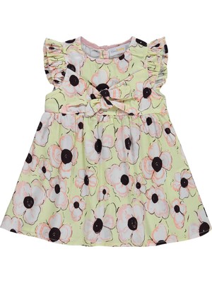 Zeyneva Timo Kız Roba Baglama Detaylı Elbise 6-18 Ay - Sarı