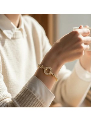 Xupıng Jewelry  Ortası Yuvarlak Zirkon Taşlı Bileklik