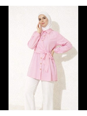 Moda Neva Yandan Bağlama Detaylı Rahat Kalıp Gömlek