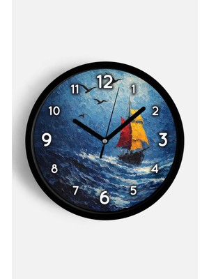 JHAAR Yağlı Boya Duvar Saati – Sanatsal, Soyut, Bohem ve Manzara Temalı Modern Saat - 25CM - Önü Camlı Siyah Kasa