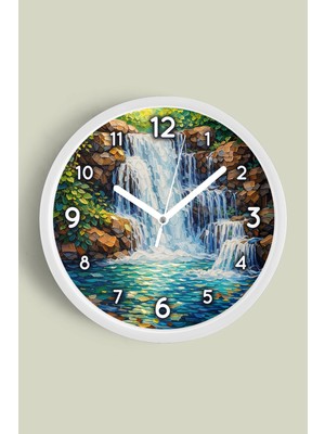 JHAAR Yağlı Boya Duvar Saati – Sanatsal, Soyut, Bohem ve Manzara Temalı Modern Saat - 25CM - Önü Camlı Beyaz Kasa