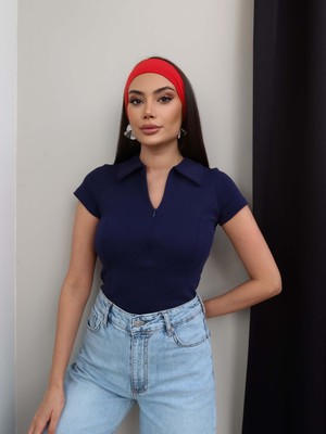 Esra Helvacı Fermuarlı Kısa Kol Body