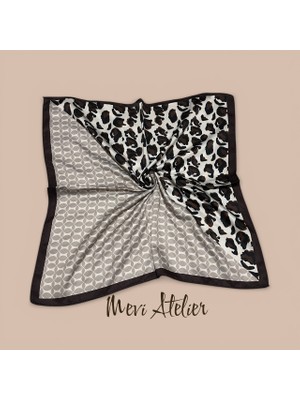 Mevi Atelier Leopar Desenli Renkli Fular 50 x 50