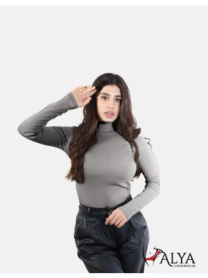 Alya Underwear Kaşkorse Tam Boğazlı Body Sweatshirt, Gri, M