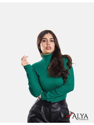 Alya Underwear Kaşkorse Tam Boğazlı Body Sweatshirt, Çimen Yeşili,  S